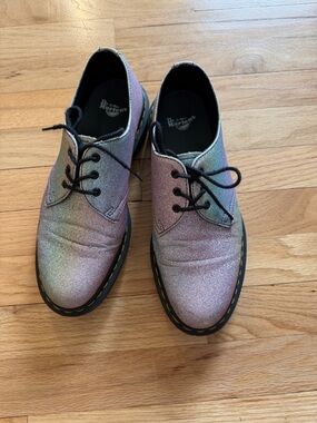 Dr. Martens Iridescent Lace-Up Oxfords in rainbow glitter 🌈